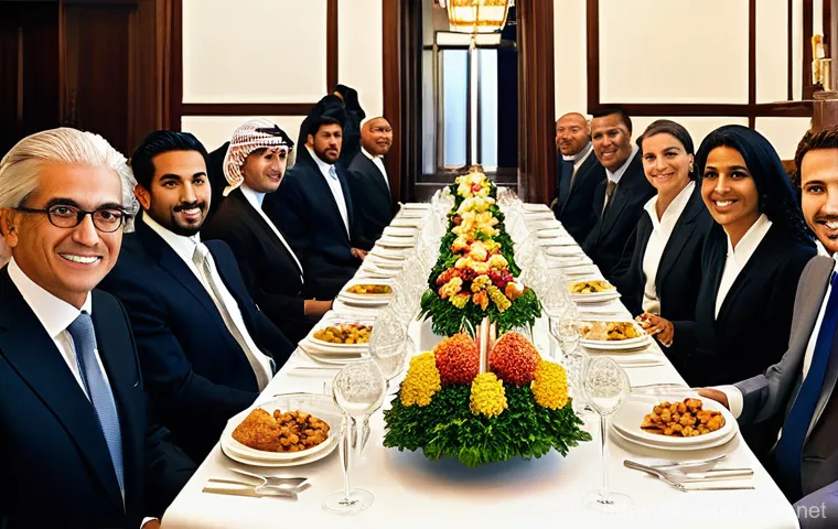 사우디아라비아 비즈니스 매너와 에티켓 - **Prompt:** A warm scene depicting an Italian guest receiving traditional Saudi hospitality in a lux... 사우디아라비아 비즈니스 매너와 에티켓 - **Prompt:** A warm scene depicting an Italian guest receiving traditional Saudi hospitality in a lux...