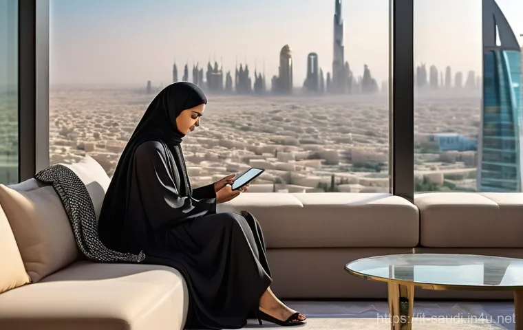 사우디아라비아의 중고차 시장 동향 - **Prompt:** A discerning Saudi woman, elegantly dressed in an abaya, sits comfortably in a modern, s...