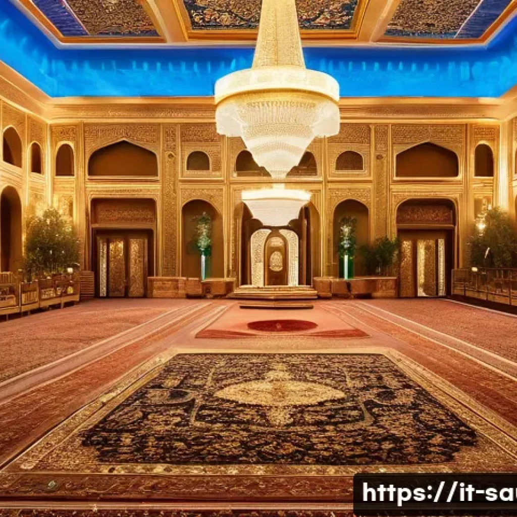사우디아라비아 왕실 결혼식 및 관련 의전 - A grand Saudi royal wedding hall inside a historic palace, lavishly decorated with vibrant fresh flo...