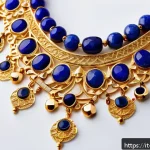 Home 21 사우디아라비아 전통 장신구와 디자인 - A close-up of a traditional Saudi Arabian gold necklace featuring intricate filigree craftsmanship, ...
