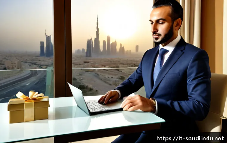 사우디아라비아에서 비즈니스 미팅 준비 가이드 - Photorealistic Italian business executive in a tailored navy suit preparing for a Saudi Arabian busi...